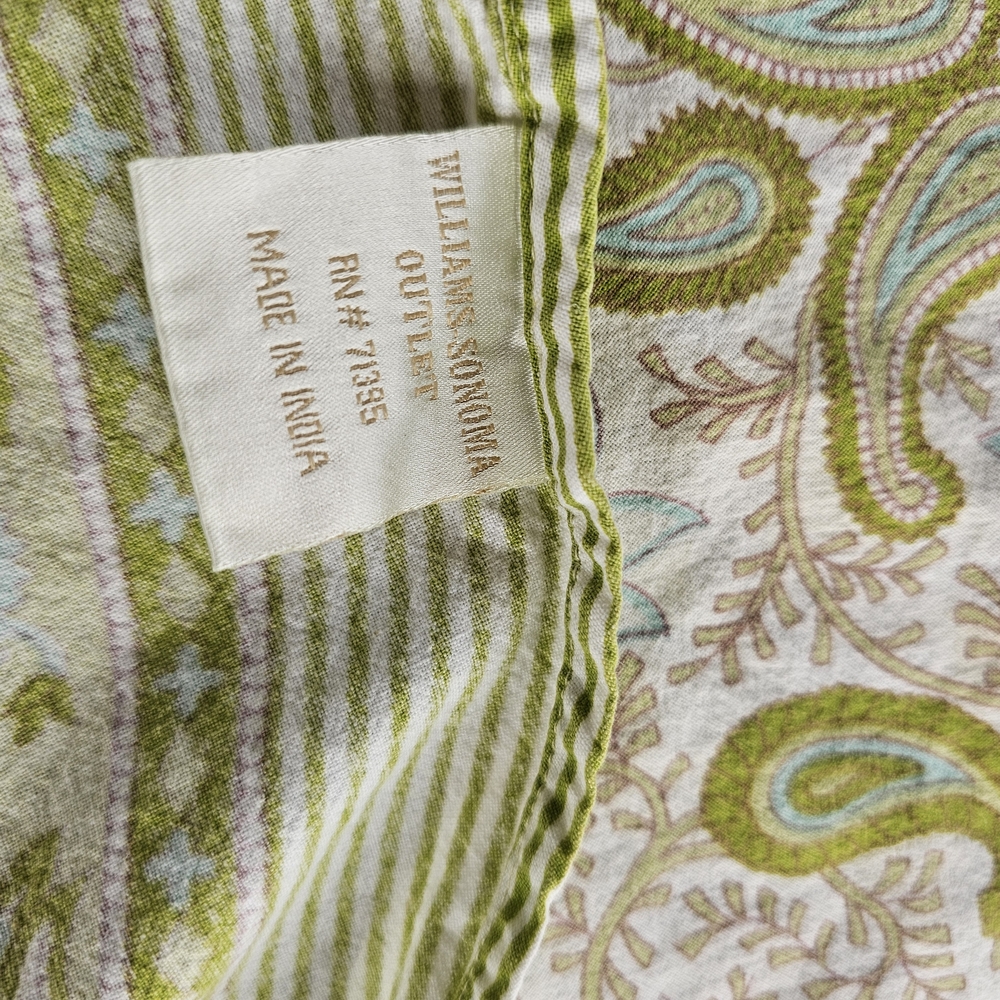 Williams Sonoma Paisley Round Tablecloth Green Yellow French Country Cottage - Picture 6 of 6